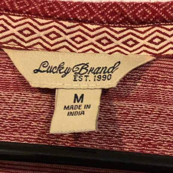 Lucky Brand Red Striped Patterned Long Sleeve Top - Picture 3 of 4